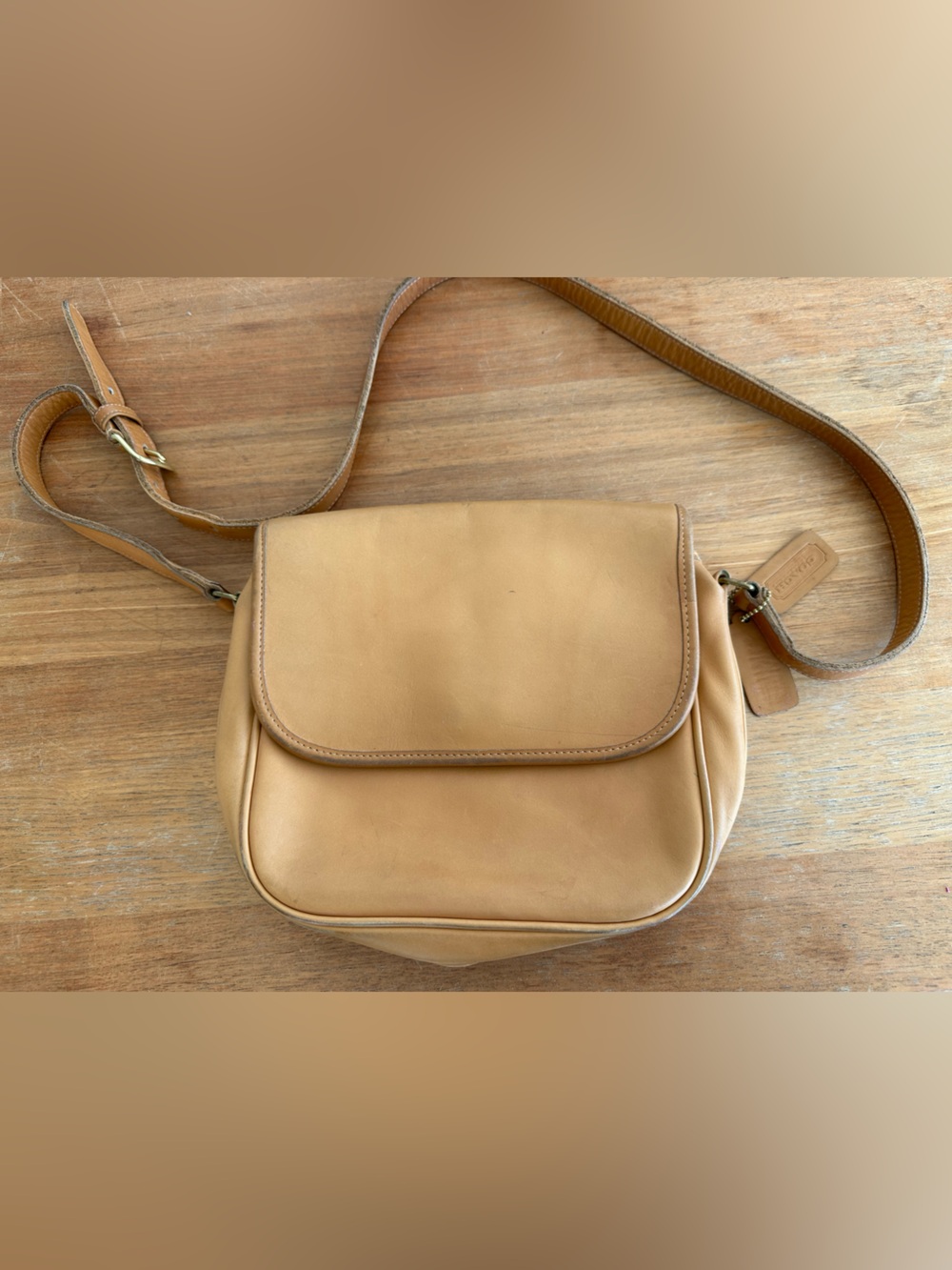 Coach Tan Leather Crossbody Saddle Bag